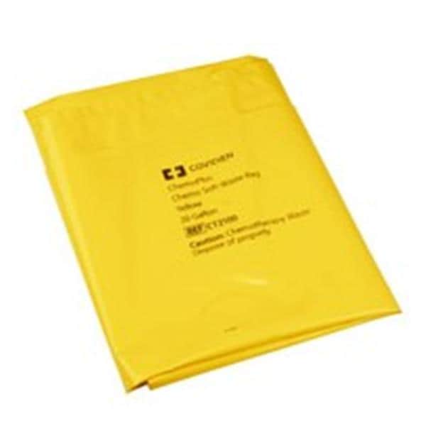ChemoPlus Hazardous Waste Bag 4mil 23x41-1/2" Yellow Plastic 100/CS