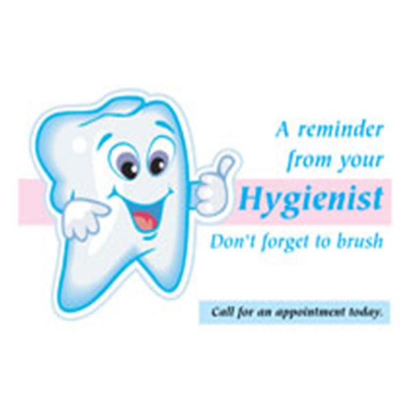 Imprinted Recall Cards Hygiene Tooth 4 in x 6 in 250/Pk