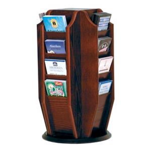 Counter Rotary Brochure Display 16 Pockets Mahogany 12 in x 23 in x 12 in Ea