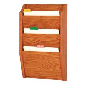 Chart Holder 3 Pockets Medium Oak Wood Imprinted 14 in x 24 in x 3.75 in Ea
