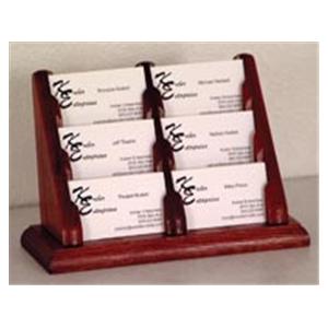 Business Card Holder 6 Pockets Mahogany Wood 9 1/2 in x 5 3/4 in...