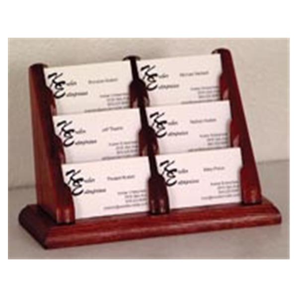 Business Card Holder 6 Pockets Mahogany Wood 9 1/2 in x 5 3/4 in...