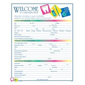 Registration / History Forms Wlcme To Our Prctc 2 Sd English 8.5"x11" 100/Pk