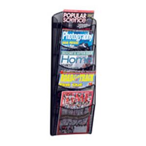 Onyx Wall Magazine Display 5 Pockets Black 28.25 in x 10.25 in x 3.75 in Ea