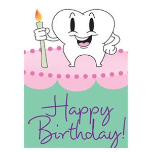 Imprinted Recall Cards Birthday Tooth Guy 4 in x 6 in 250/Pk
