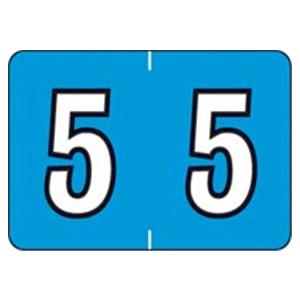 Sycom "5" End Tab Blue Labels 1"x1.5" 500/Rl