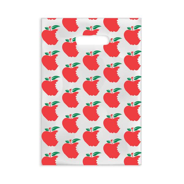 Scatter Print Bags Apples 2 Sided Print Clear 7 in x 10 in 100/Bo...