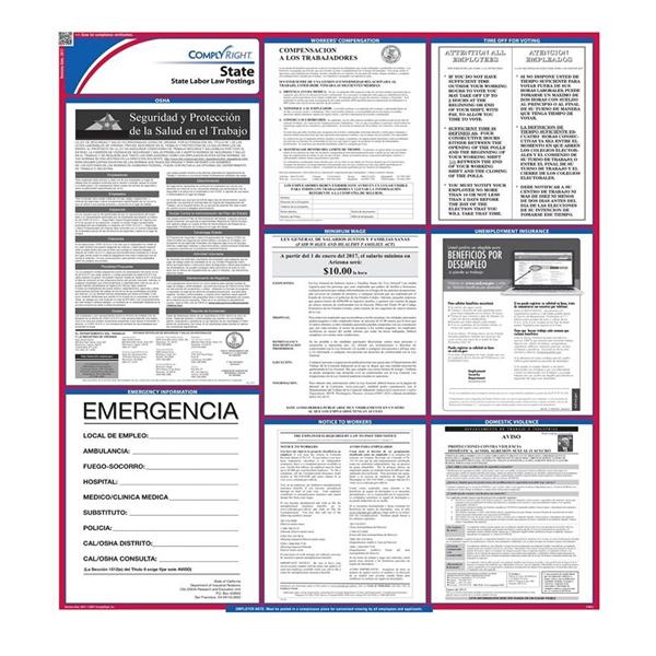 Poster State Labor Law California Spanish 27 in x 39 in Ea