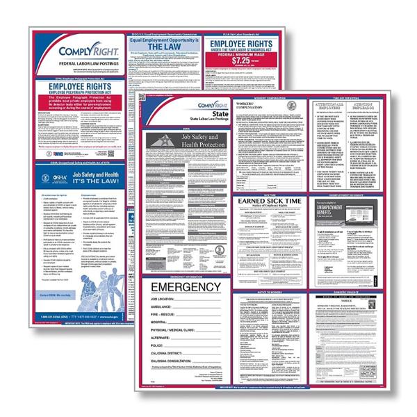 Poster Federal & State Labor Law North Dakota Uninsured English 24x32.75 Ea