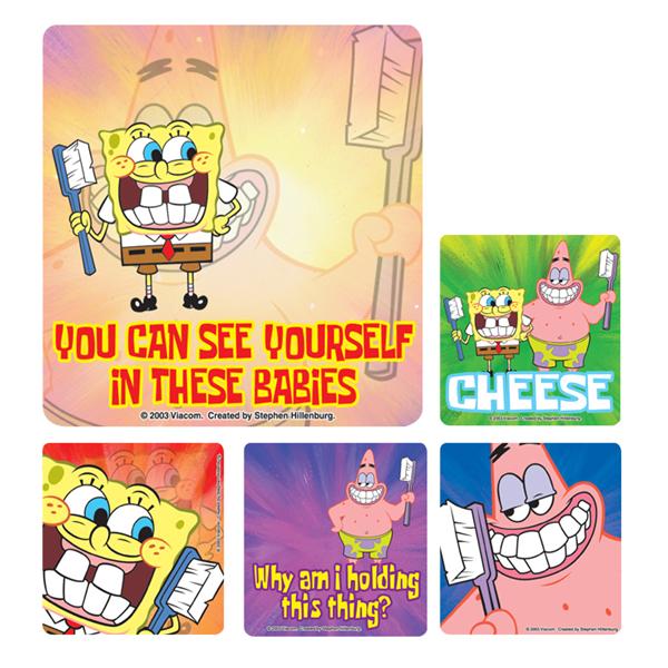Stickers 2.5 in x 2.5 in Dental Spongebob Assorted 100/Rl