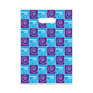 Scatter Print Bags Blue Brush & Swirls 2 Sided Print Clear 100/Bx