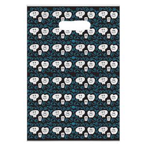 Scatter Print Bags 3 Teeth Black 2 Sided Print Clear 100/Bx