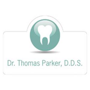 Name Badge Tooth Full Color Teal Plastic Ea