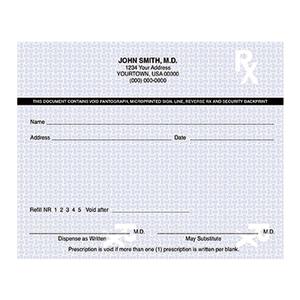 High-Security Prescription Pads 1-Part Horizontal With "VOID" mark 10/Bx