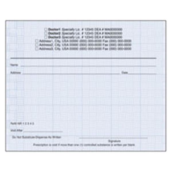 Safety Prescription Pads 1-Part Horizontal Blue With Woven Background 10/Bx