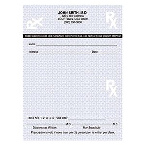 High-Security Prescription Pads 1-Part Vertical With "VOID" mark 10/Bx