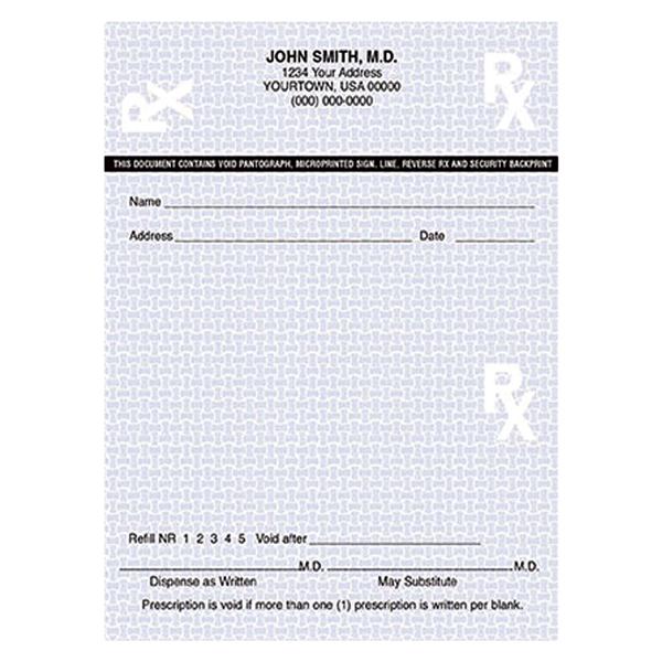 High-Security Prescription Pads 1-Part Vertical With "VOID" mark 10/Bx