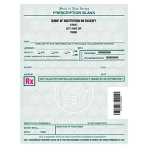 Healthcare Facility Prescription Pads New Jersey 2-Part Vertical 8/Bx