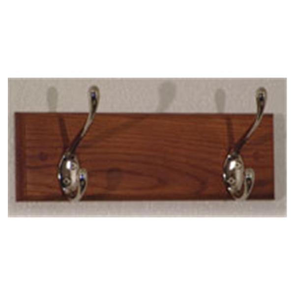 Coat Rack Medium Oak With 2 Nickel Hooks Ea