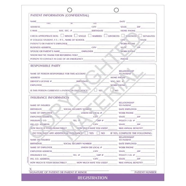 Clinical Record Dental Chart Patient Registration White 100/Pk