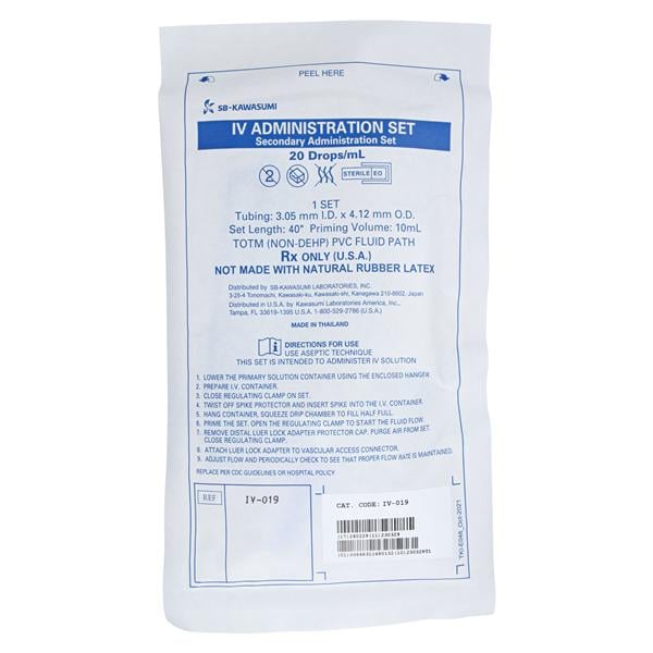 IV Administration Set 20 Drops/mL Priming Volume 10mL 40" Seconda...