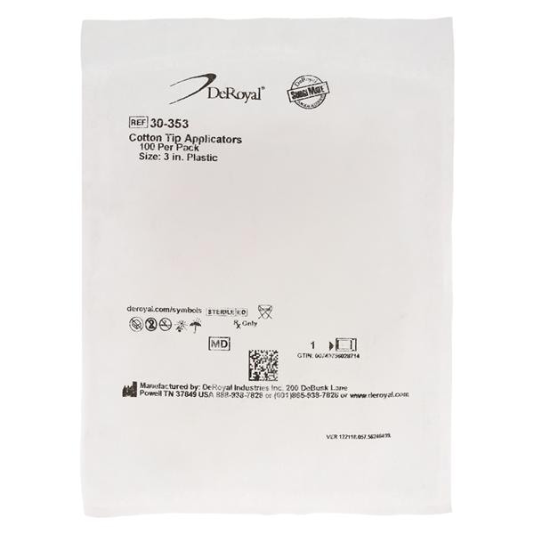 Applicator 3 in Plastic Shaft Sterile 100/Pk