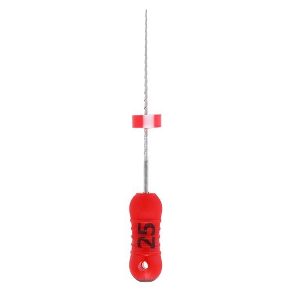 Hand Hedstrom Files 21 mm Size 25 Stainless Steel Red 6/Pk