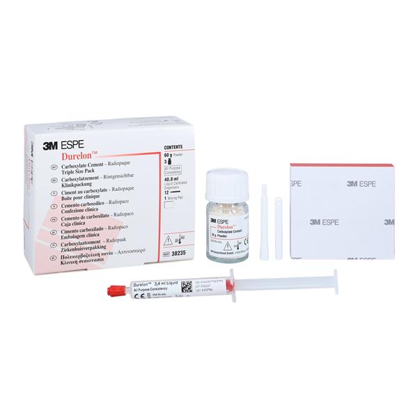 3M Durelon Luting Carboxylate Calibrated Dispenser Cement 20 Gm Triple Pack Ea