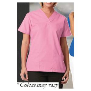 Scrub Shirt V-Neck 2 Pockets Set-In Short Sleeves 3X Large Eggplant Womens Ea