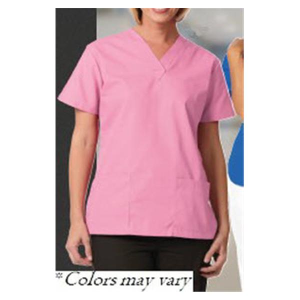 Scrub Shirt V-Neck 2 Pockets Set-In Short Sleeves 3X Large Eggplant Womens Ea