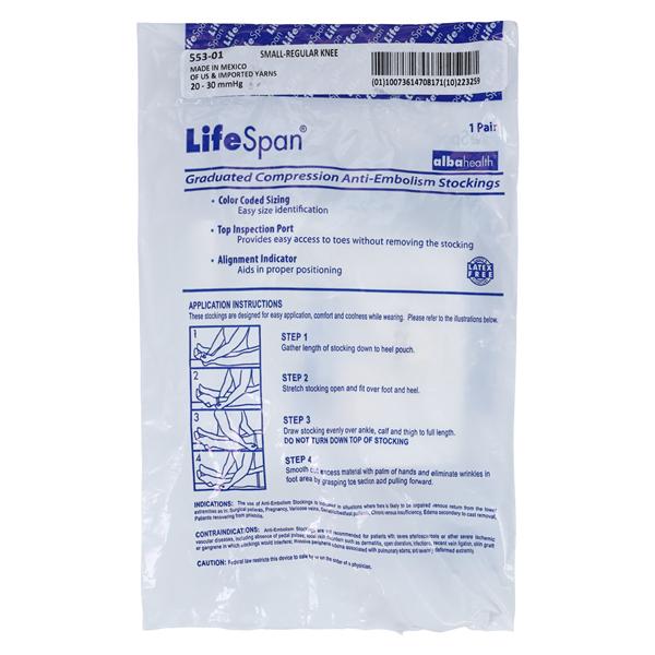Lifespan Anti-Embolism Stocking Knee High Small Unisex 14-16" White