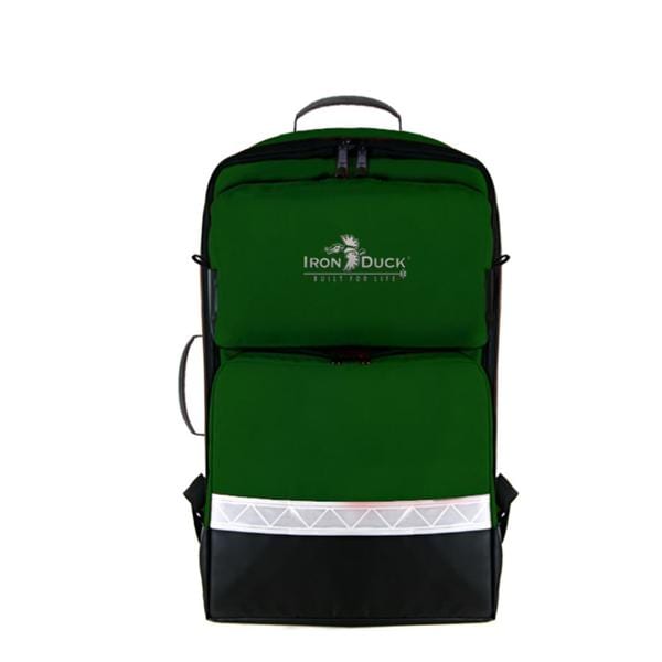 BLS Backpack 14x8x21" Green Zipper Closure Top & Side Rubber Mold...