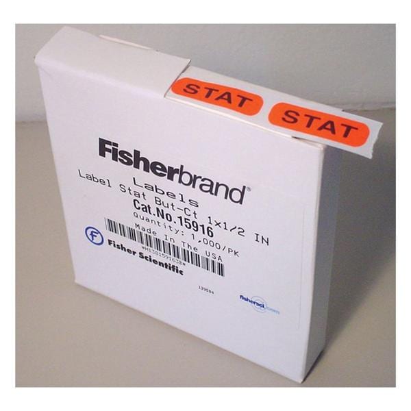 Label STAT White 1-1/2x3/8" Butt Cut 1000/Pk