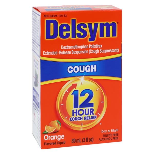 Delsym Adult Cough Liquid Alcohol Free 30mg/5mL Orange 3oz/Bottle...
