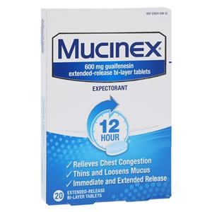 Mucinex Tablets 600mg Extended Release 20/Box, 24 BX/CA