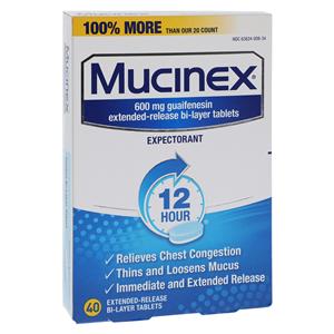 Mucinex Tablets 600mg Extended Release 40/Box, 24 BX/CA