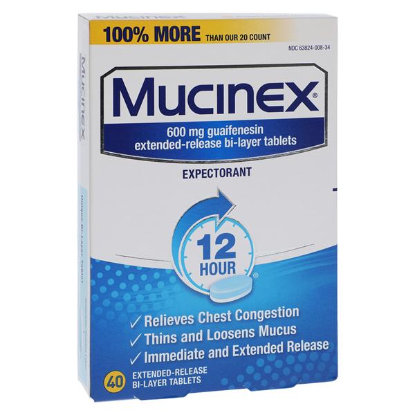 Mucinex Tablets 600mg Extended Release 40/Box, 24 BX/CA