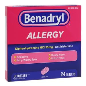 Benadryl Allergy Oral Ultratabs 25mg 24/Box, 24 BX/CA