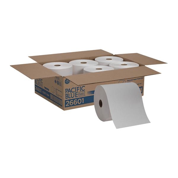 Pacific Blue Basic Hardwound Towel Roll Disp Rcycl 1 Ply 7-7/8x800 Wht 6/Ca