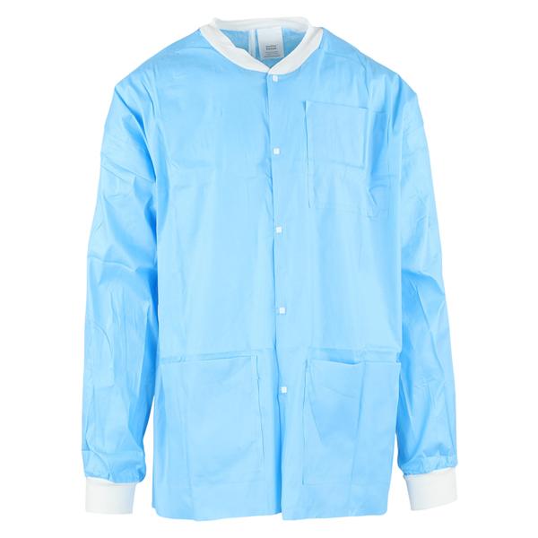 MedFlex Premium Lab Jacket Cotton Like Fabric Small Light Blue 10/Pk, 5 PK/CA