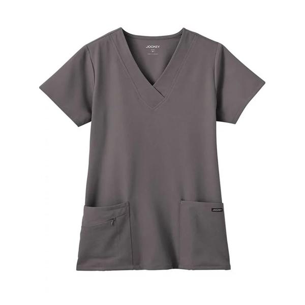 Jockey Scrub Top V-Neck 2 Pockets Short Sleeves Small Charcoal Womens Ea
