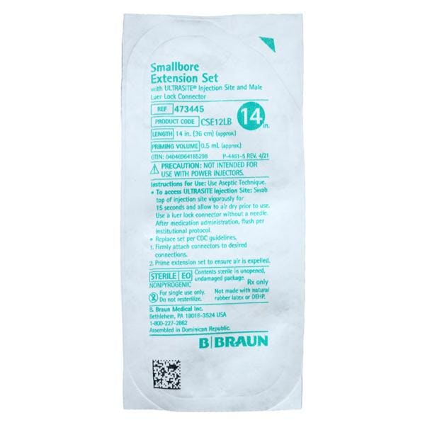 IV Extension Set Needleless Priming volume 0.5mL 14" Luer Lock Co...