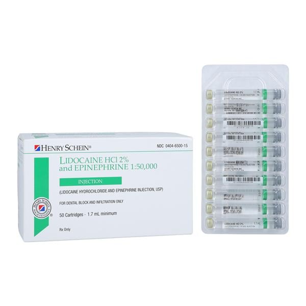 HSI Anesthetic Cartridge Lidocaine HCl 2% Epinephrine 1:50,000 Gr...