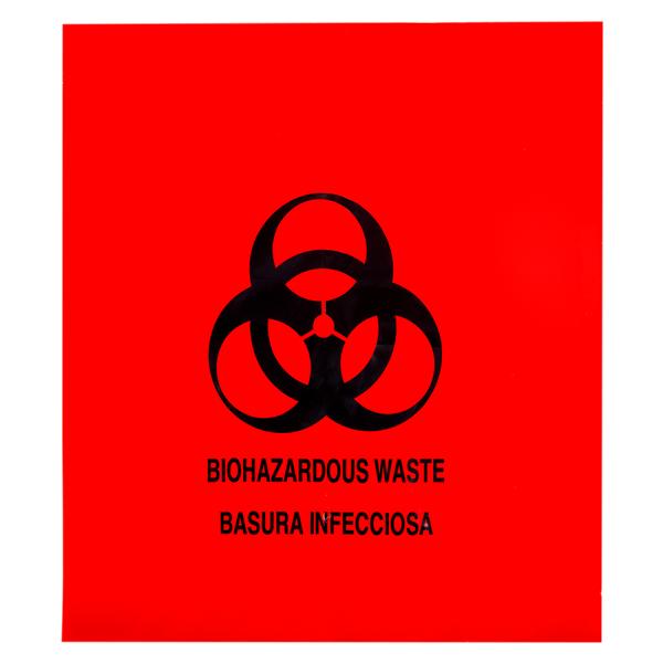 Biohazard Bag 12x15" Red/Black Zipper Closure LLDPE Film 500/Ca