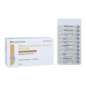 HSI Anesthetic Cartridge Mepivacaine HCl 3% Plain Tan 50/Box, 20...