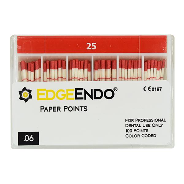 EdgeEndo Paper Points Size #25 .06 Red 100/Pk
