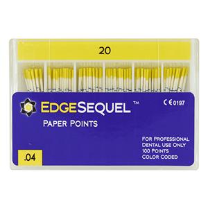 EdgeSequel Sapphire Paper Points Size #20 Size #20 .04 Yellow Cone 60/Pk