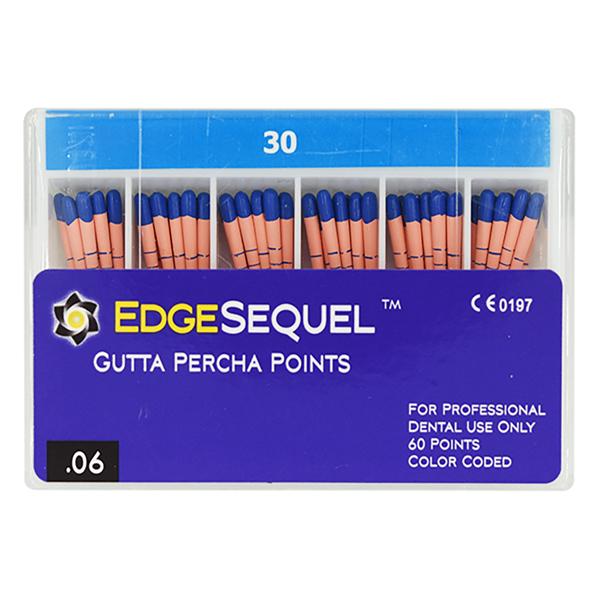 EdgeSequel Sapphire Gutta Percha Points Size #30 Blue 60/Pk