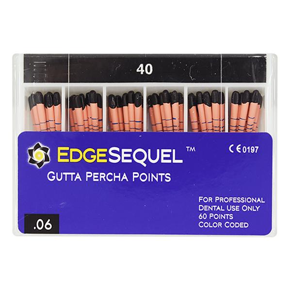 EdgeSequel Sapphire Gutta Percha Points Size #40 Black 60/Pk