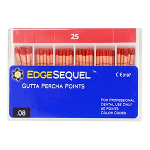 EdgeSequel Sapphire Gutta Percha Points Size #25 Red 60/Pk